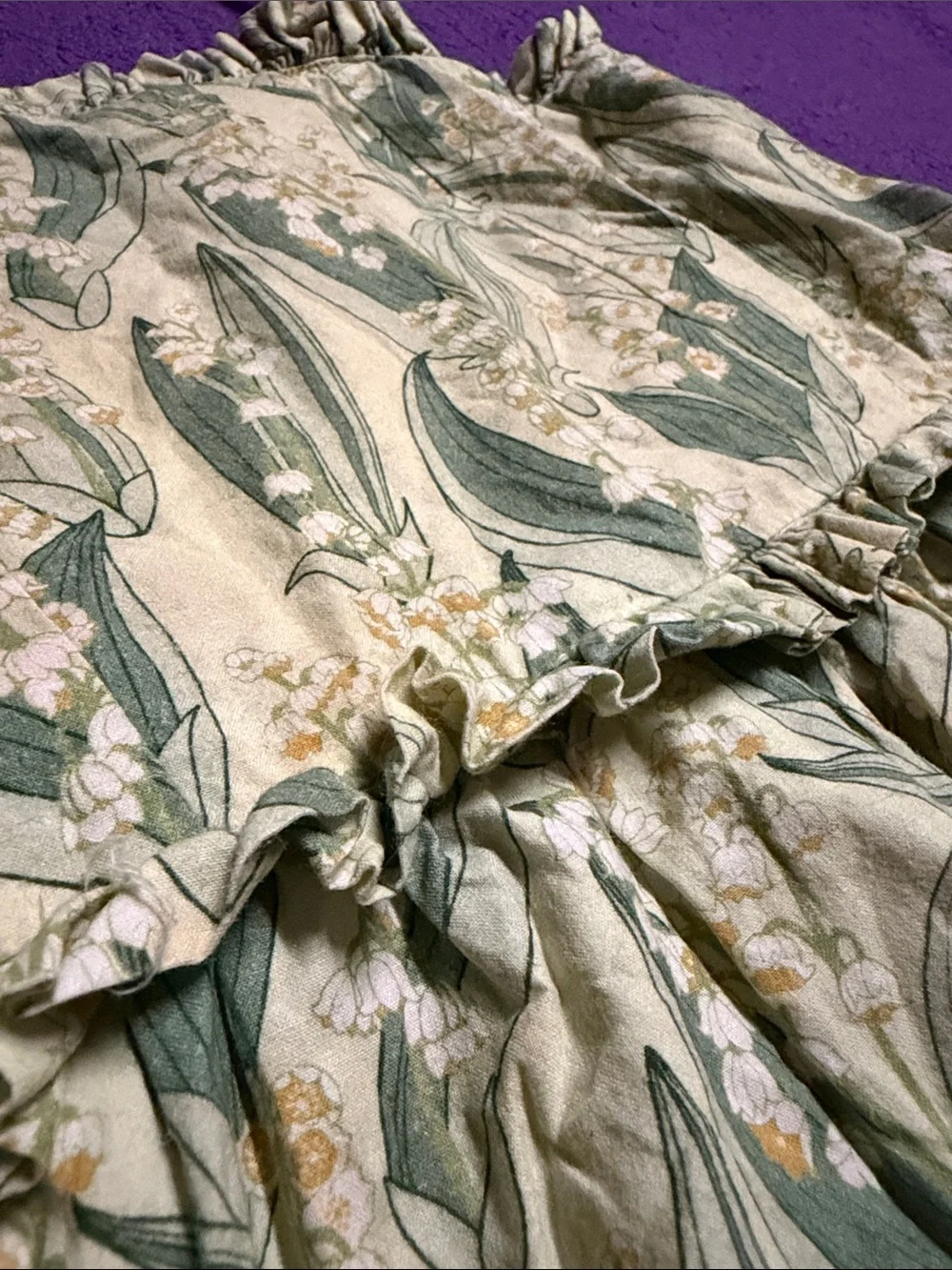Kate Quinn Cream Sundress with Green Leaf & Yellow Floral Print